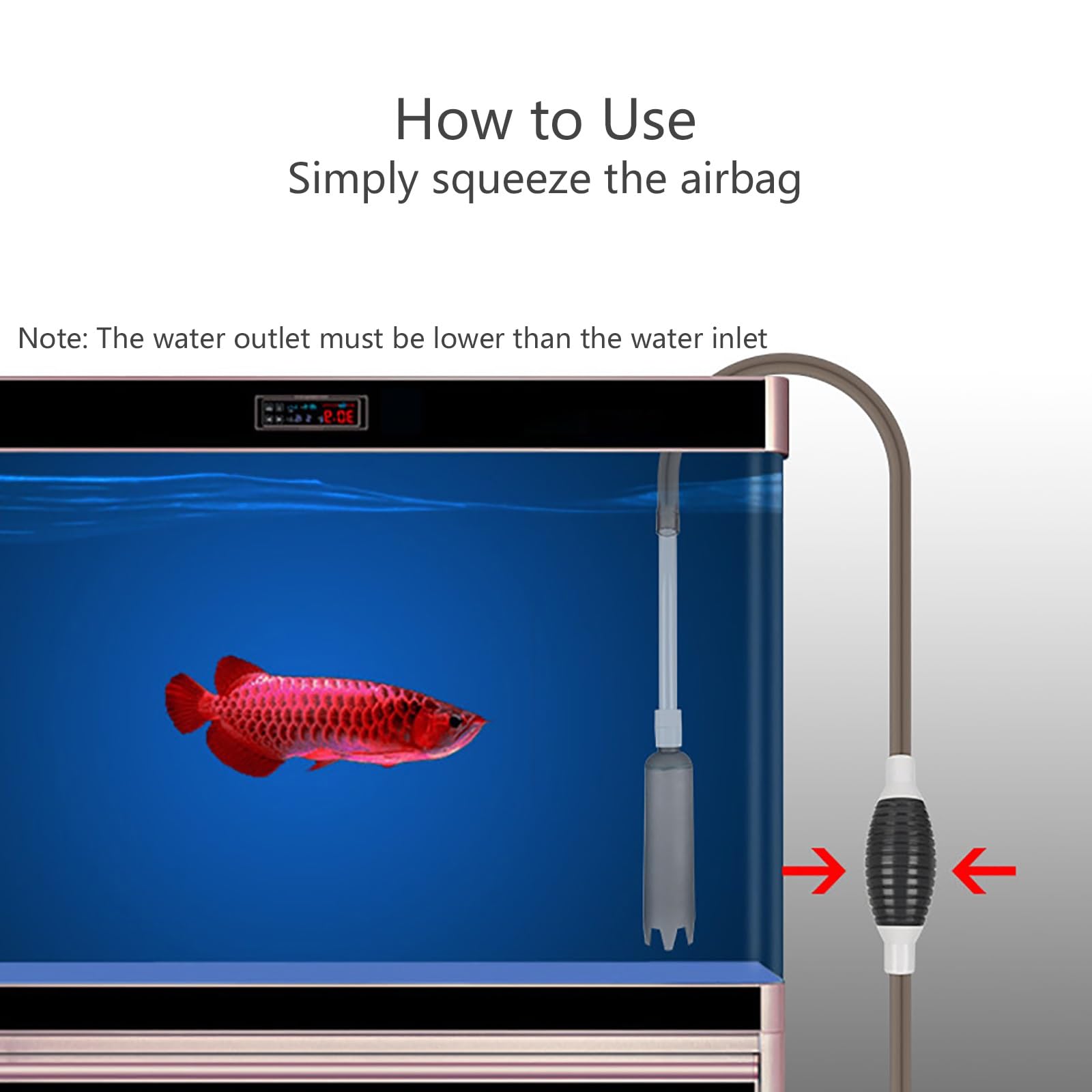 Herramientas De Limpieza para Acuarios, Manguera De Sifón Manual con Material Filtrante 12 En 1, Aspirador De Sifón para Peceras para Limpiar Grava y Arena