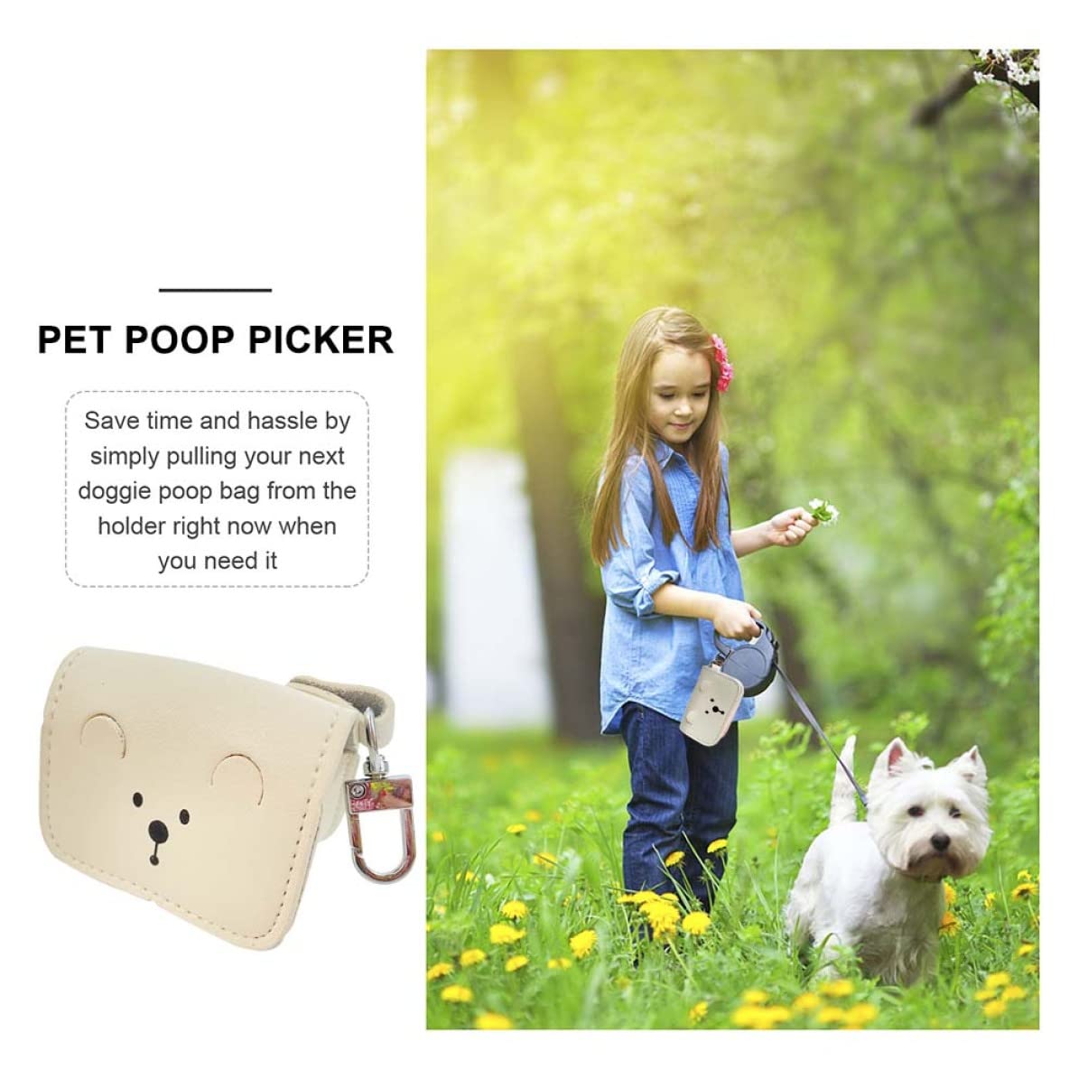 Didiseaon Sacchetto per Escrementi di Cane Robusto Sacchetto per Escrementi di Cane Borsa Portaoggetti Portatile Stile Coreano Orso Uso Duraturo