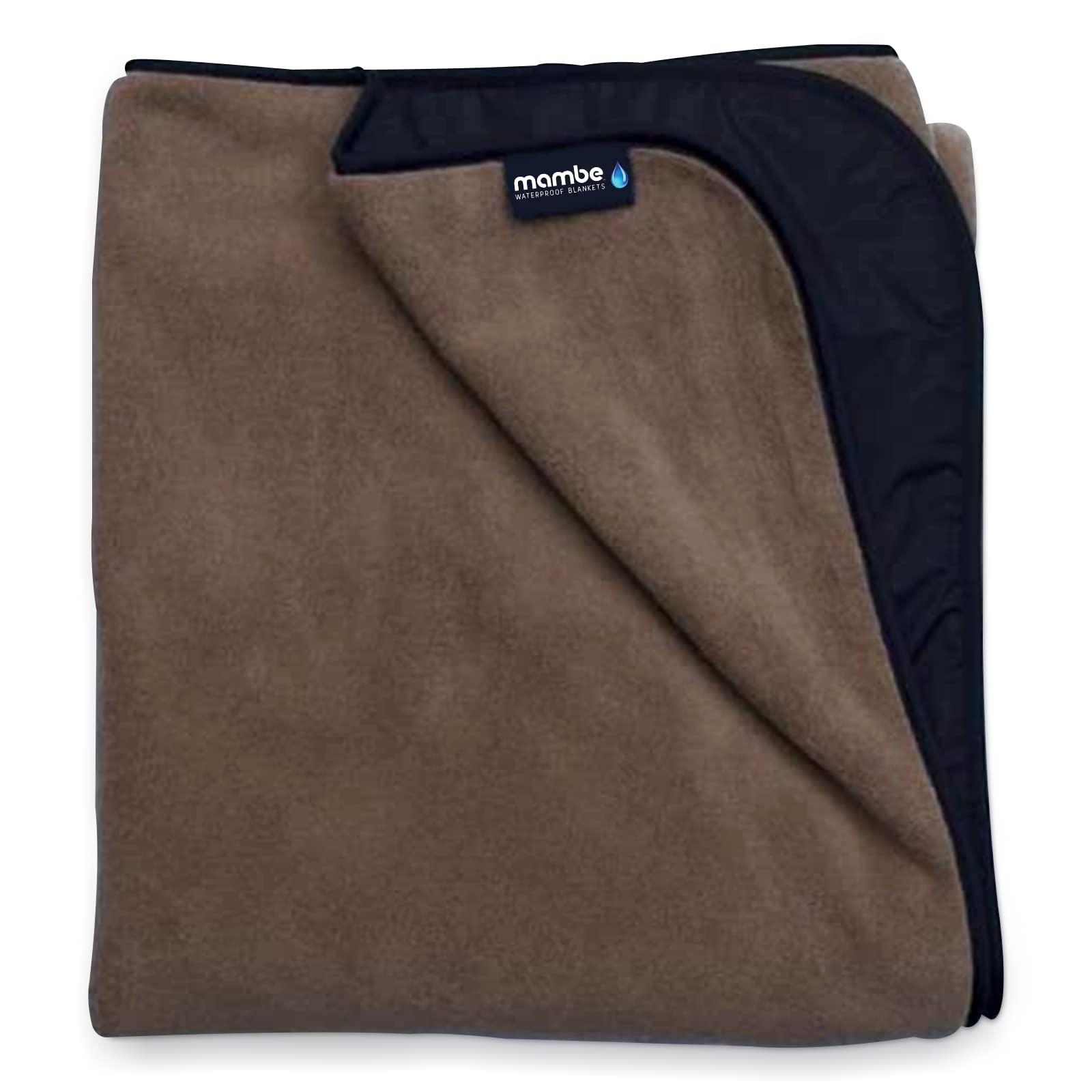 Mambe Extreme Weather Outdoor Blanket Coyote Brown, Large - 100% Waterproof and Windproof - Machine Washable Fleece and Nylon Throw for Activities Like Picnics, Camping, and Beach