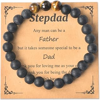 Father’s Day Gifts for Stepdad Stepfather Tiger Eye Bracelet for Stepdad Father's Day Birthday Christmas Gifts for Bonus Dad Second Dad Forster Dad Funny Step Dad Gifts from Daughter Son