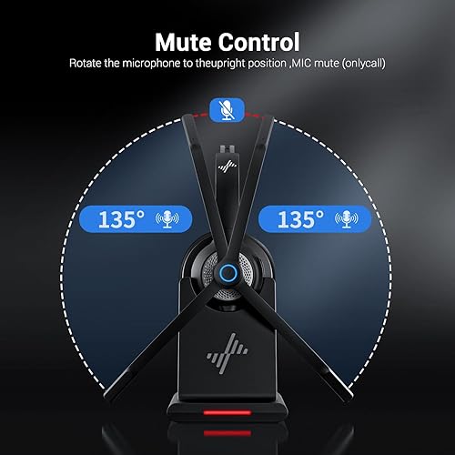 Miniatura 3 de Auriculares inalámbricos Bluetooth con micrófono para el trabajo, Bluetooth 5.2, micrófono avanzado de reducción de ruido, llamadas claras, cómodos