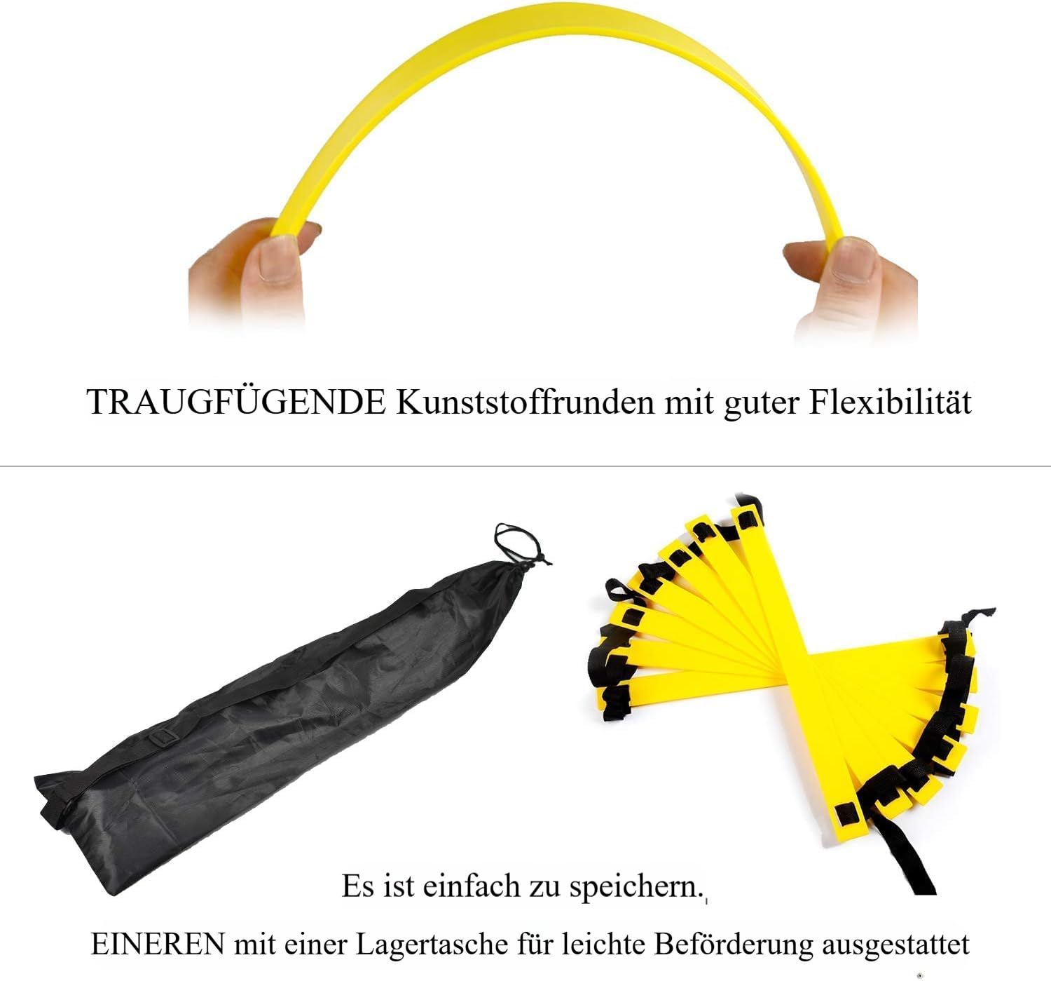 Fussball Trainingszubehör, Speed & Agility Training Set Enthält 1 Koordinationsleiter, 5 verstellbare Hürden, inklusive Aufbewahrungstasche, Trainingsgerät für alle Sportarten