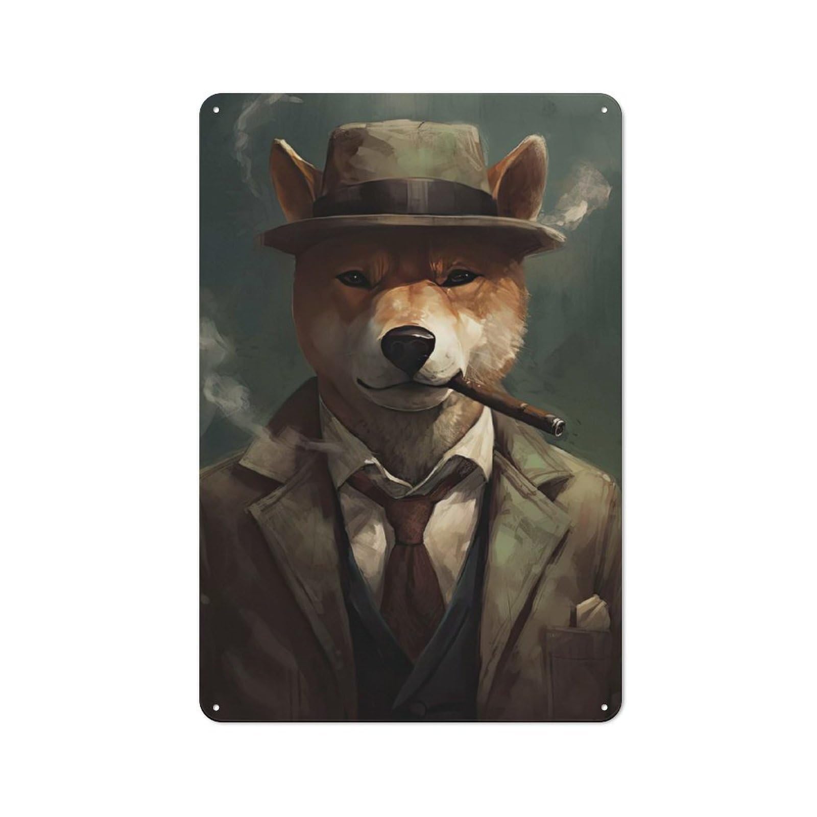 Nostalgic Shiba Inu The Gangster Metal Wall Sign 30x20cm, Classic Pub Decor for Bar, Kitchen, Garage Or Games Room