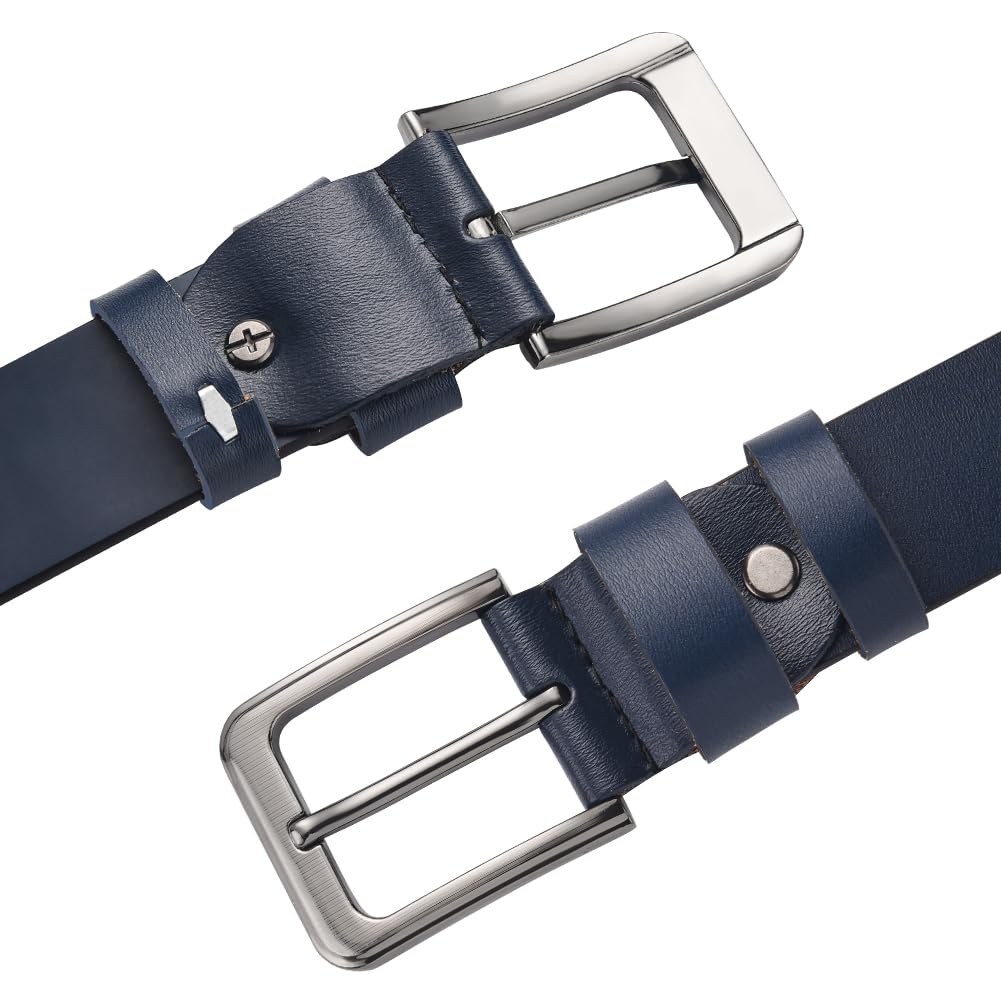 HYCOPROT Cinturón Piel Hombre,Cinturones de Cuero Para Hombres de 38mm de Ancho, Hebilla de Cinturon Ajustable Para Pantalones Vaqueros de Trabajo Informales