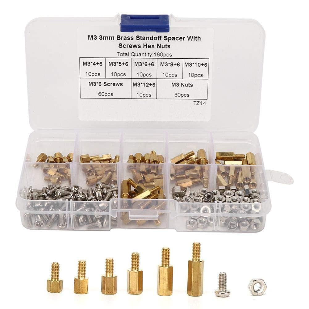 Ubersweet® Screws 180Pcs 1-Way Standoff Set Nuts Carbon Steel Fasteners Electronic Industry Assortment(M3)/-image-39