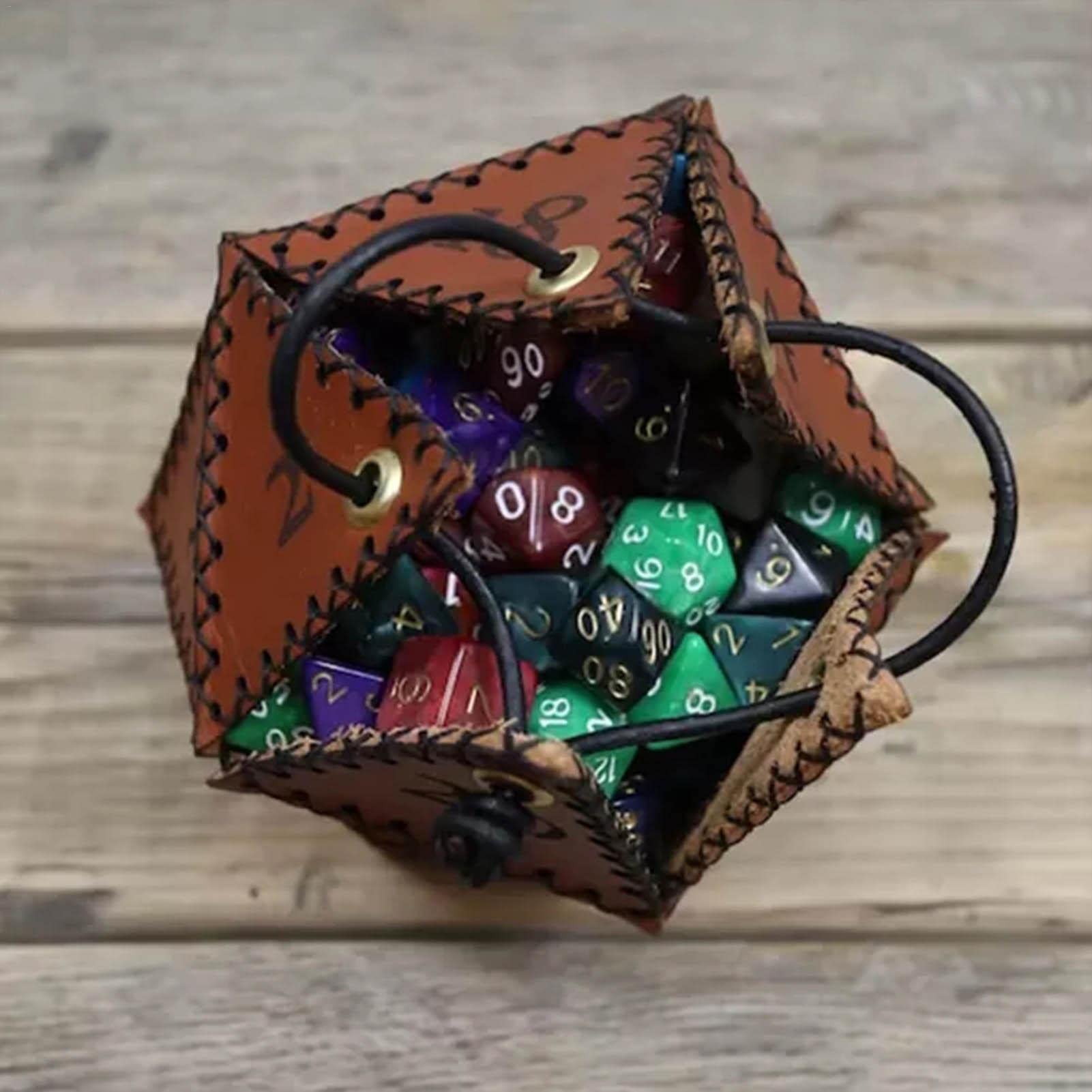 Bolsa De Dados De Cuero – Diseño Vintage Con Cordón, 12 Cm De Diámetro, Para Dados Y Pequeños Accesorios, Viaje Y Uso Diario