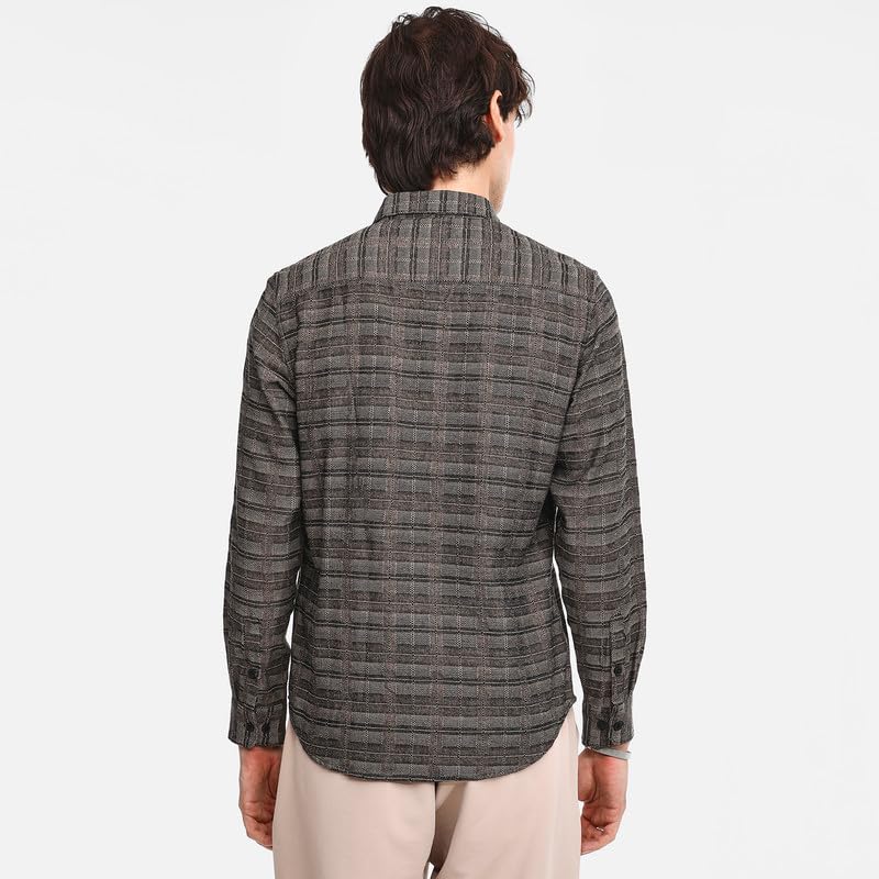 Image of CAHOOT Men's Tartan Plaid Shirt for Casual Wear | Spread Collar | Long Sleeve | Button Closure | Shirt Crafted with Comfort Fit for Everyday Wear