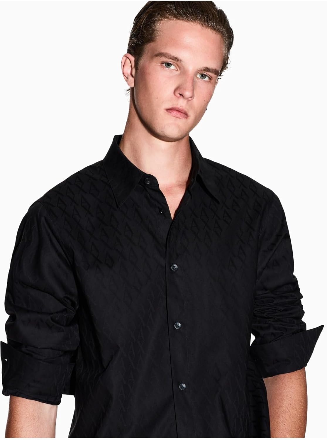 Armani Exchange Mens Long Sleeve Cotton Jacquard Button Down - Image 3