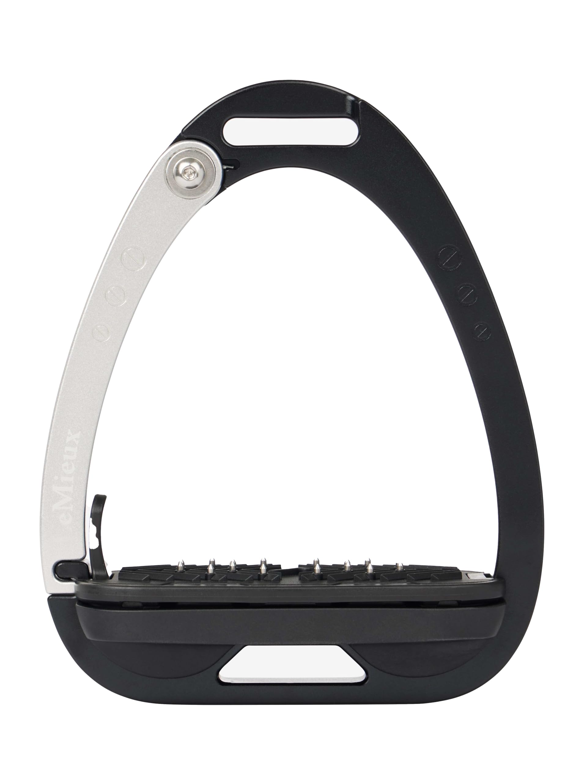 LeMieux Vector Control Stirrup - New Generation - Spring Loaded Hinged Arm - Cross Track Grip Surface - Black/Aluminium