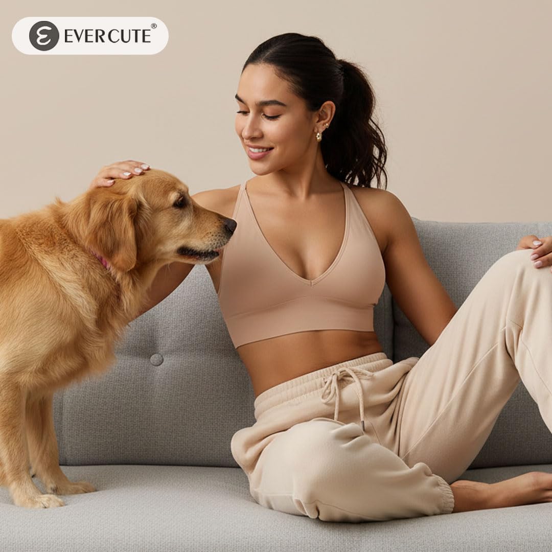 Evercute Reggiseni Sportivi da Donna Regolabili con Scollo a V Profondo Reggiseni Senza Fili Cinghia di Spaghetti Incrociati Imbottiti a Basso Supporto Reggiseni Sexy