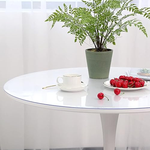 Miniatura 4 de Protector de mesa de 40 pulgadas redondo transparente, protector de mantel de plástico, protector de mesa impermeable de vinilo, círculo para