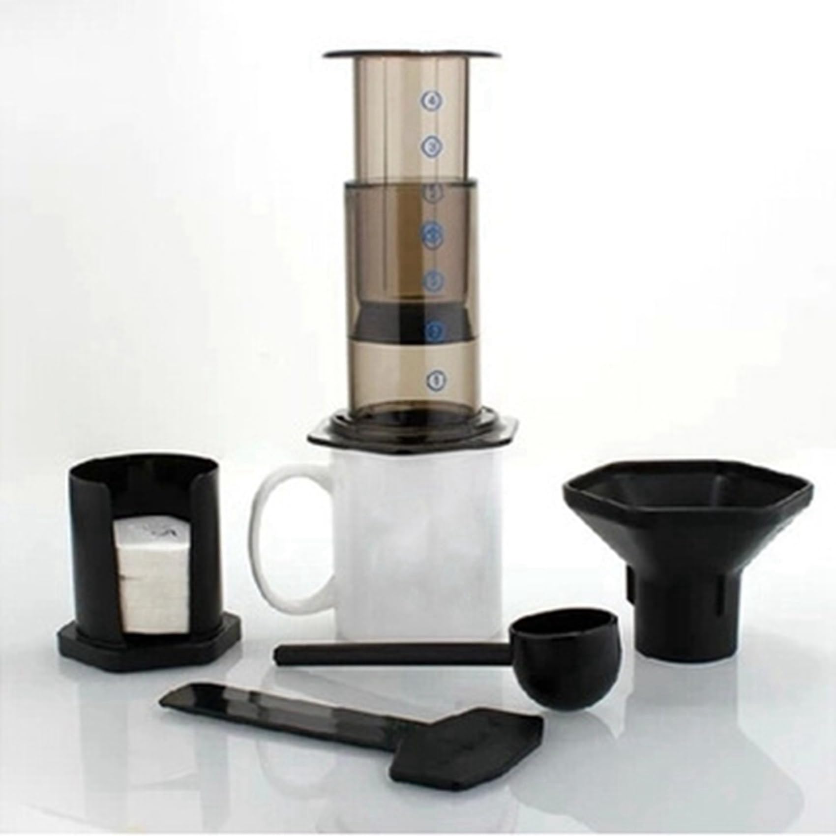 2 cafeteras portátiles para cafeteras francesas, prensadas a mano, filtro antigoteo para oficina, hogar, viajes, campamento, cafetera