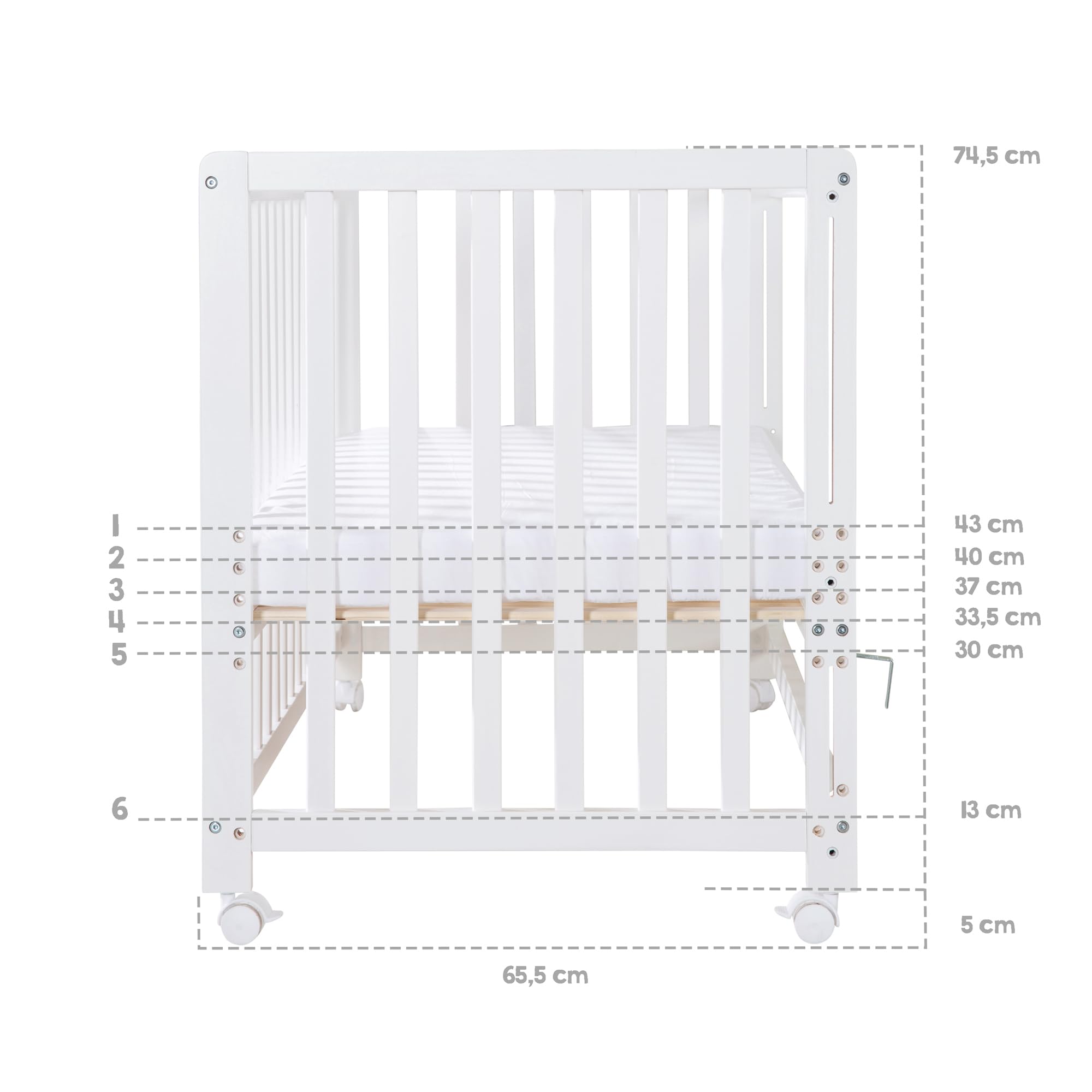 roba Beistellbett 60 x 120 cm - Jumbotwins - Babybett zum Anstellen - Inklusive Matratze, Bettwäsche, Himmel im Elefanten Design - Mobil & Höhenverstellbar - Holz Natur