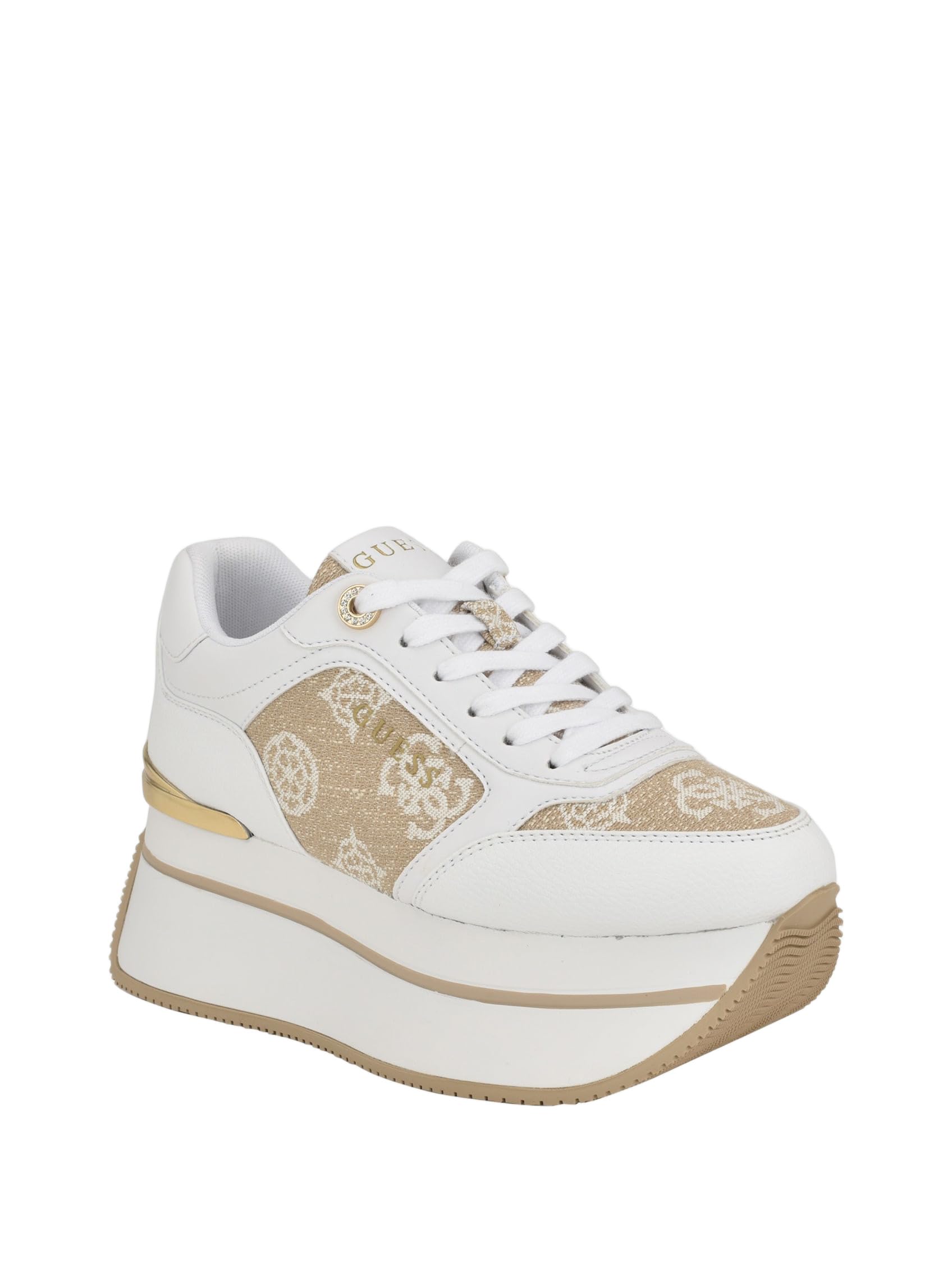 GUESS Women's Luchia Sneaker, White Multi, 5.5 UK
