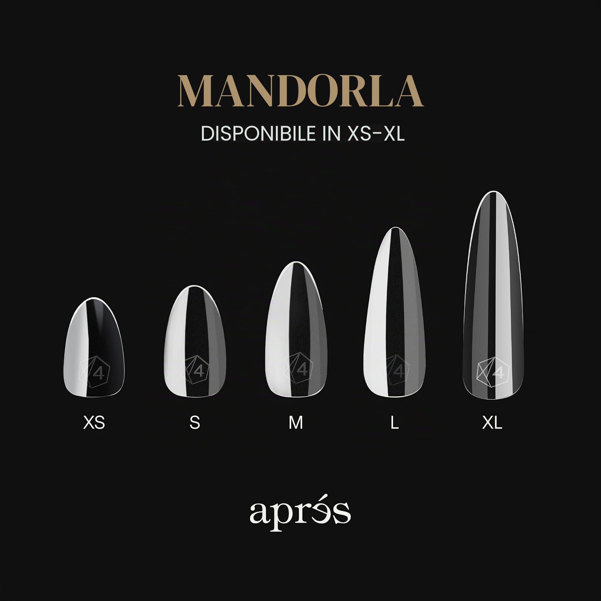 Apres Gel-X® - Scatola di unghie in gel X®, 280 punte in gel X, morbide, 14 misure 00-9, mezze misure incluse (mandorla naturale media, 280 pezzi)