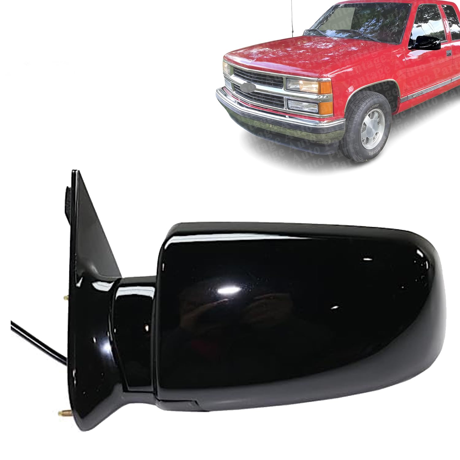 Vantage Auto Parts - Power Non-Heated Mirror Manual Folding LH Side Compatible with Chevrolet C1500 K1500 1988-1998 | DIRECT REPLACEMENT | Glass |