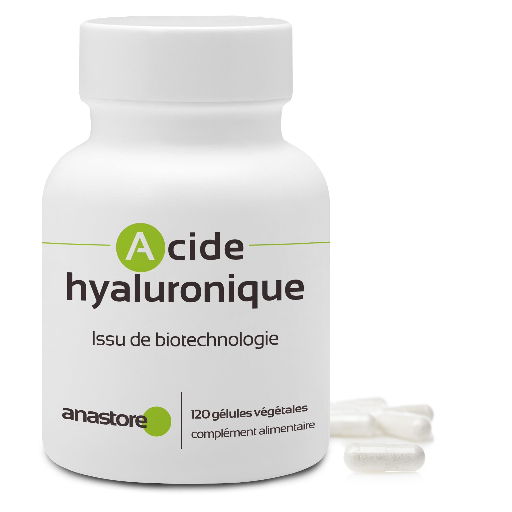 Acide hyaluronique - 100 mg / 120 gélules végétales - Pureté garantie 90% minimum - Un composant naturel qui lutte contre le vieillissement de la peau et les problèmes d'articulation