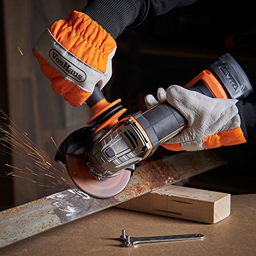 VonHaus 115mm Amoladora Angular máx. 20 V - Mango de Soporte Ergonómico Anti Vibración Con Disco de Corte, Batería, Cargador Y Bolso de Herramientas