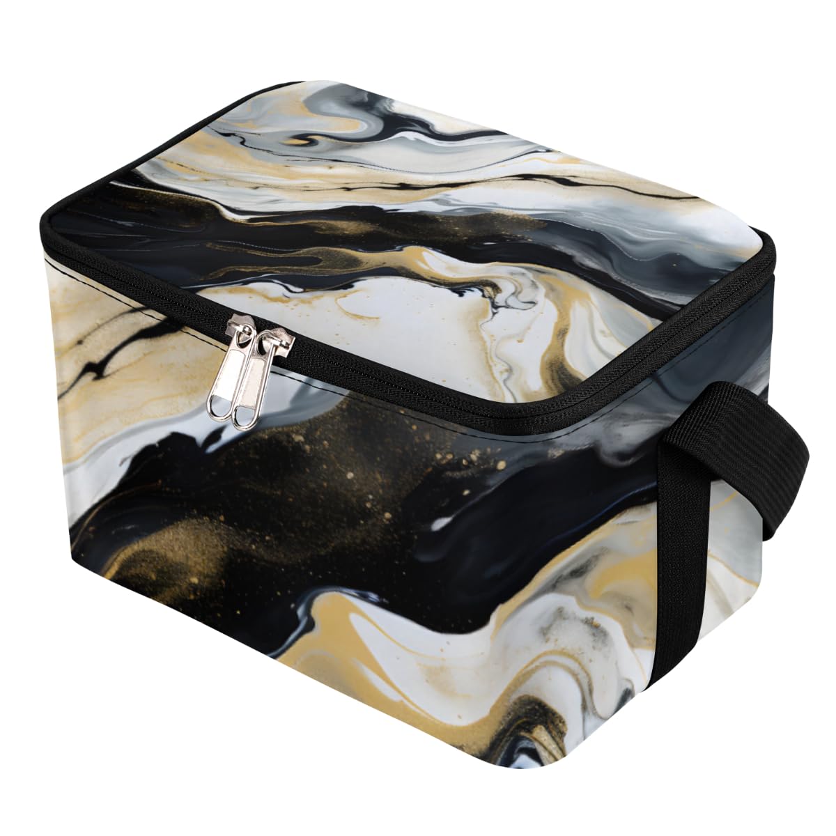 GzLeyigou Lunch Bags for Women Men 9 Cans,Liquid Texture Marble Hot & Cold Food Delivery Bag Insulated Grocery Bag Insulated Lunch Box Natural Skin Cooler Bag for Office Work Picnic Beach