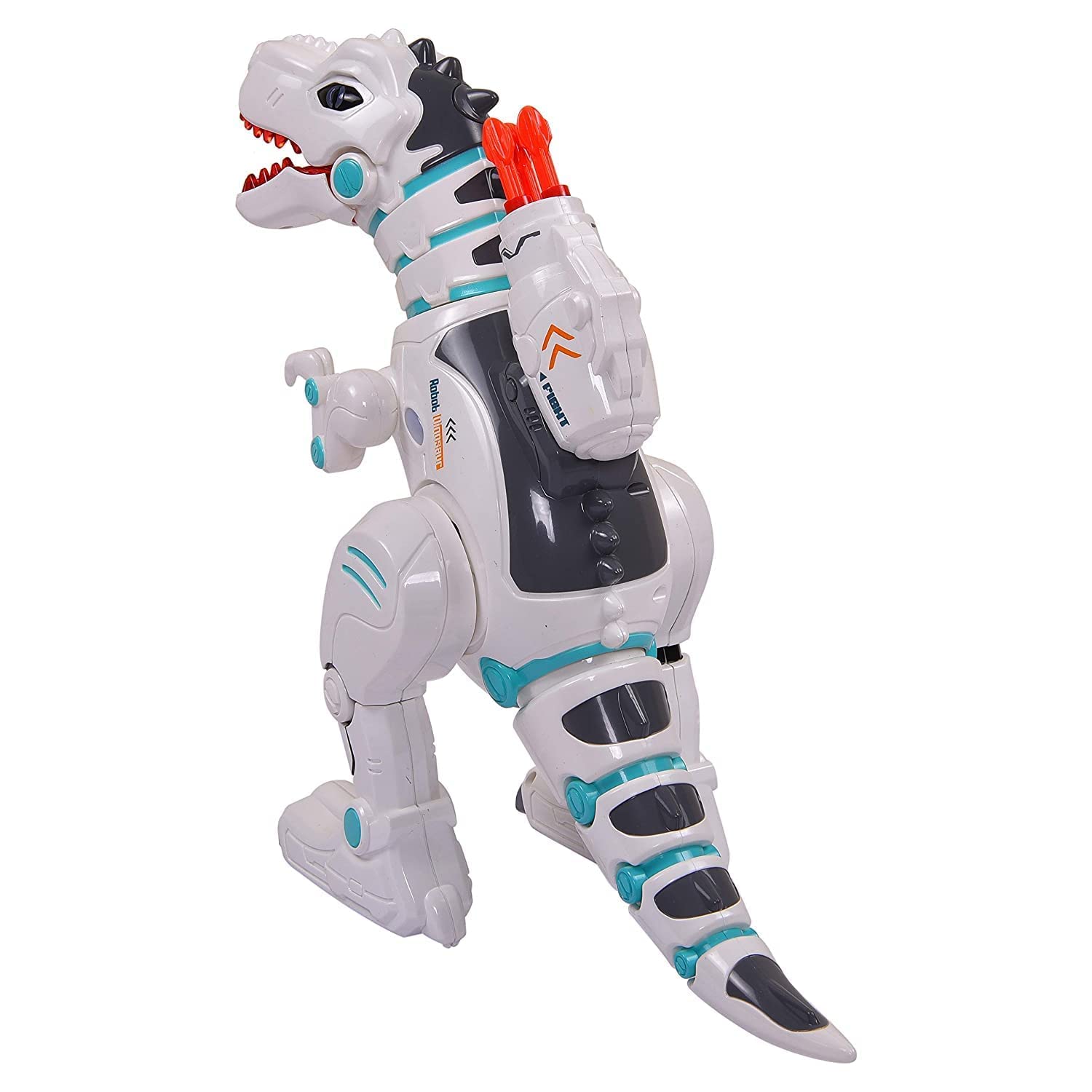 Pihura Electric Remote Control Walking Robot Dinosaur Toy for Kids - Fire Spray Effect, On Wheels, Wireless Remote Control, Sound & Music 1
