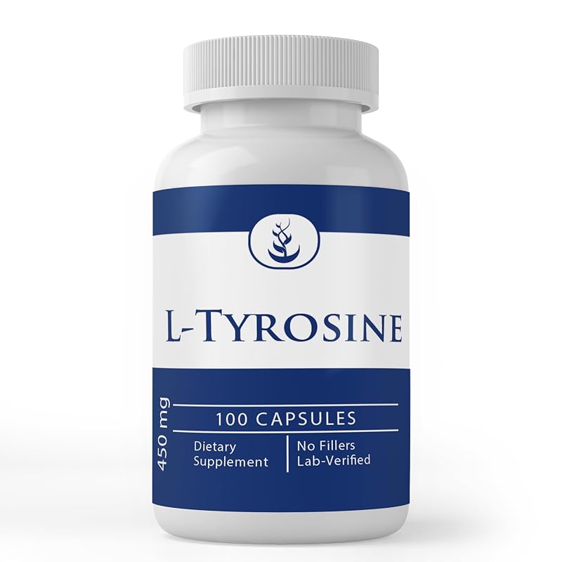 PURE ORIGINAL INGREDIENTS, Suplemento de aminoácido L-tirosina 450 mg, 100 cápsulas