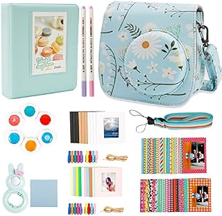 Annle Mini 9 Accessories in a Beautiful box Compatible with FujiFilm Instax Mini 8/8+/ 9 Instant Film Camera (Blue Daisy A)