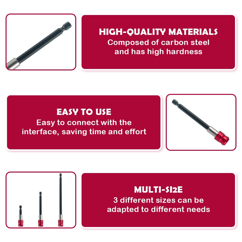 3 Pcs Drill Extension Bit Holder Set, 2.4", 4", 6" Long Drill Bit Extenders - Image 3