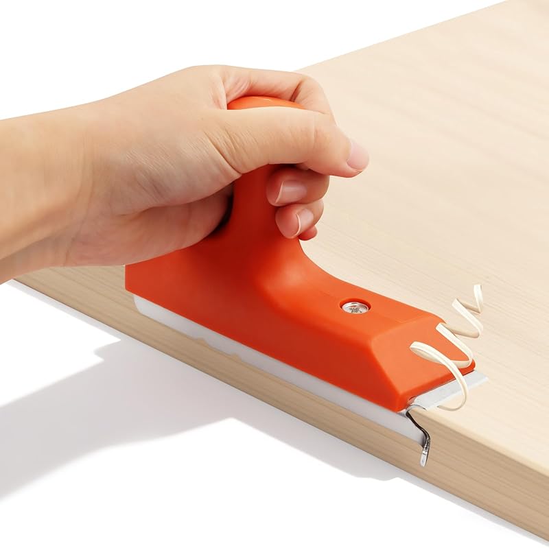 Edge Banding Trimmer with Sharp Stainless Steel Blades and Ergonomic Grip for Veneer, PVC, and ABS on Straight, Curved, and Chamfered Edges, Woodworking Trimmer for Deburring(Red)