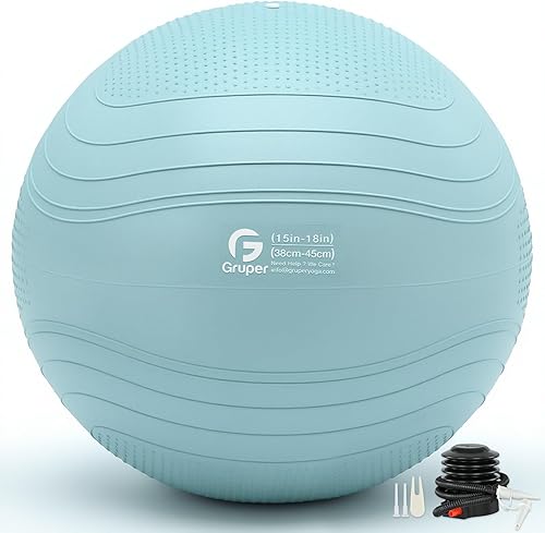 Miniatura 13 de Gruper Pelota de yoga, pelota de ejercicio extra gruesa para entrenamiento y estabilidad durante el embarazo, 4 tamaños, pelota de equilibrio Azul
