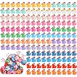 ROMROC 160PCS Christmas Duck Mini Ducks Christmas Décor Miniature Figures Fairy Garden Aquarium Ornament Dollhouse Decoration DIY Slime Kit Birthday Party Hide and Seek Prank(16 Colors)