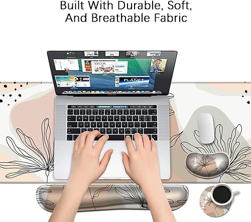 Miniatura 6 de Juego de alfombrillas para mouse y teclado, alfombrilla de mouse extendida para juegos + soporte ergonómico para reposamuñecas para teclado, espuma