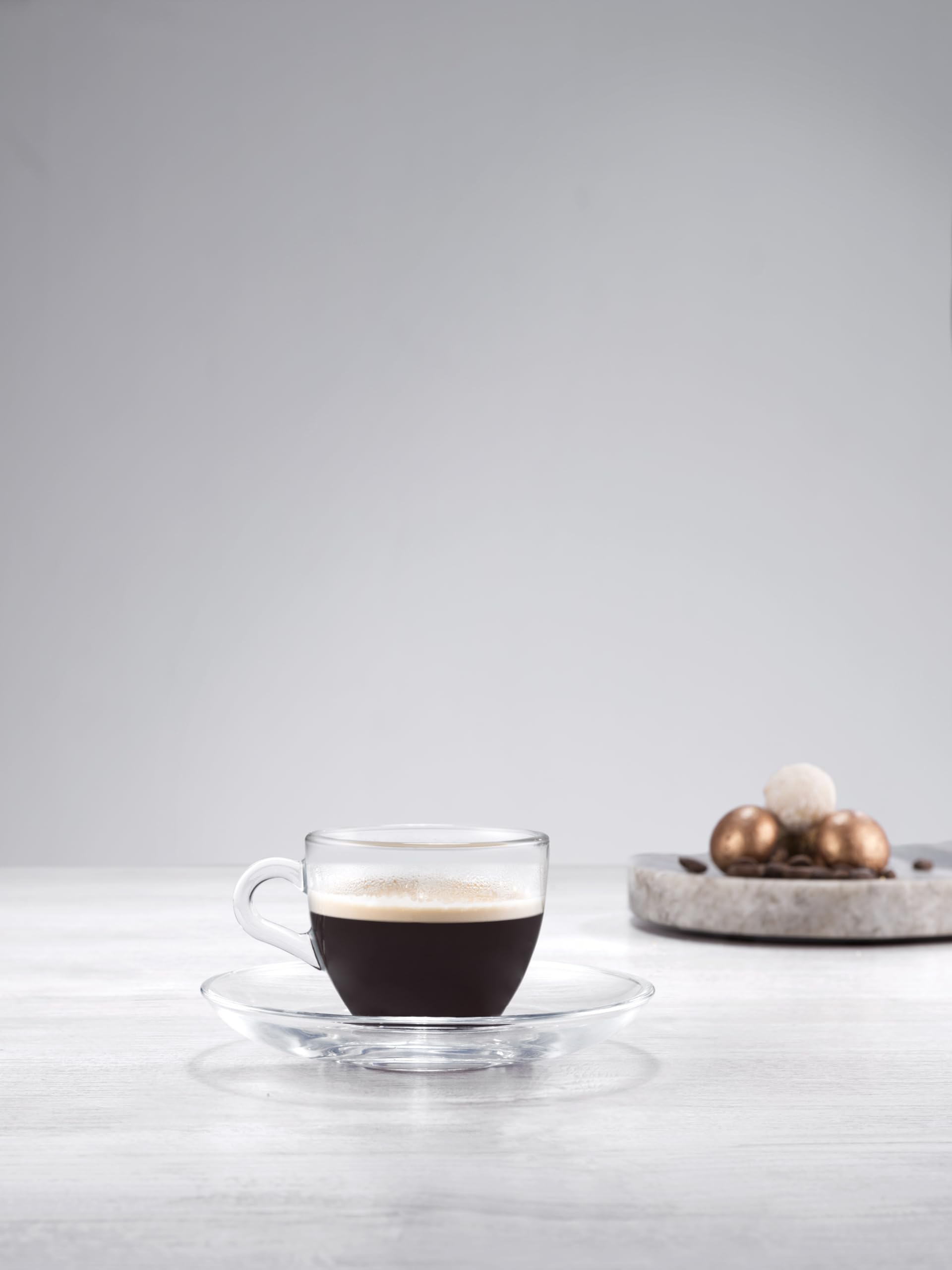 PASABAHCE Set 6 Tazzine Caffè con Piatto Vetro Basic 1000ml