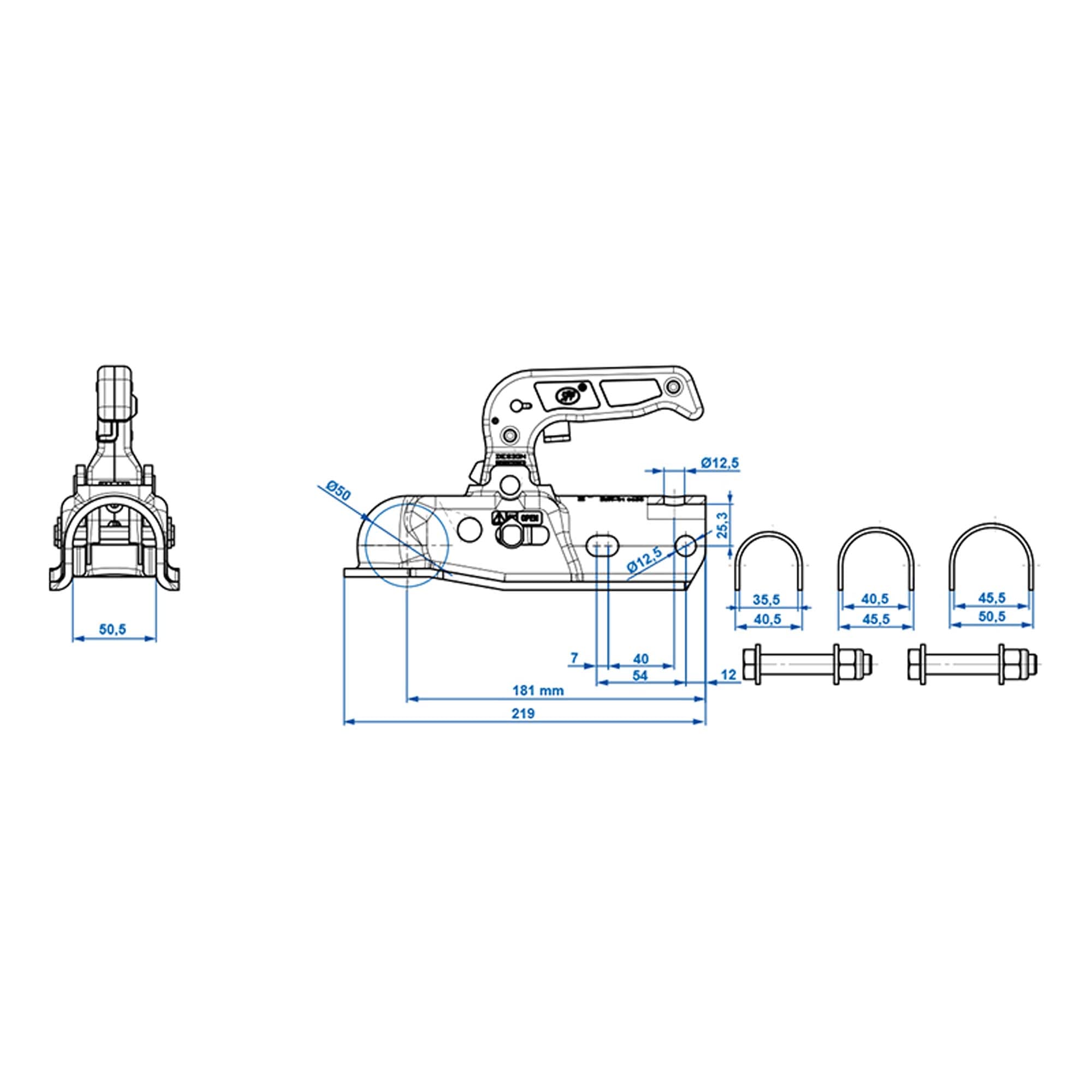 The Drive Universal Anhänger Zugkugelkupplung 2300kg mit Adaptern