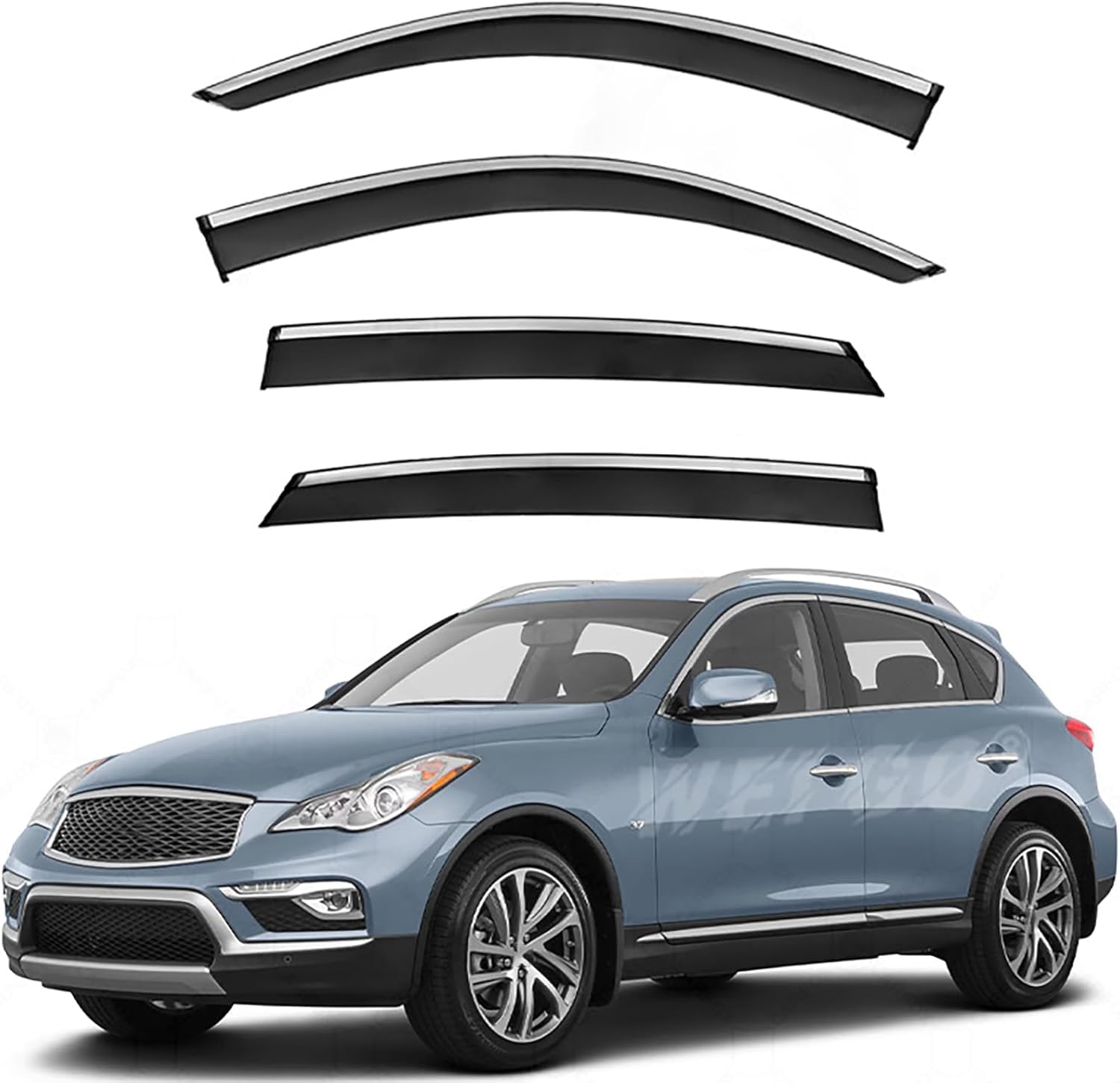 FengXH Window Deflectors for Infiniti QX50 MK1-J50-2 2014-2018 - 4pc Smoke Tint, Waterproof, Noise Reducing.