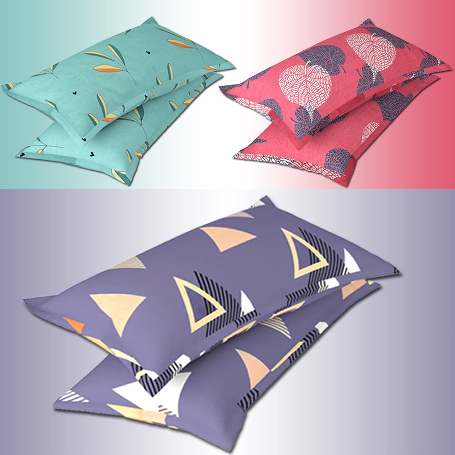 BSB HOME Super Soft Microfiber Cotton Printed Pillow Covers Set of 6-18" x 28" Inches, Printed Pillow Covers (Multicolour, Grey Blue & Yellow AllSeason) (B0B12RL93W) Amazon Price History, Amazon Price Tracker