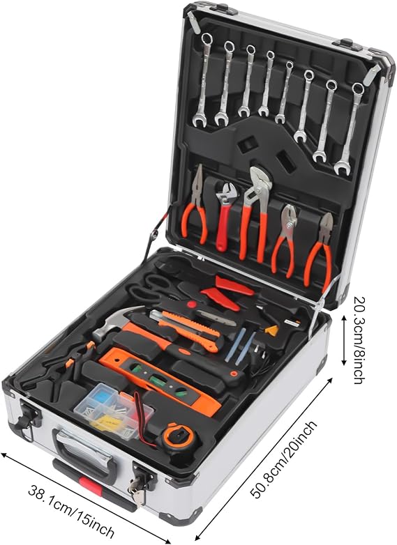 Home Tool Kit 187PCS Home Repair Tool Kit Toolbox Storage Case with Lock Hardware Tool Set for Home Maintenance, Garden Care, General Repairs