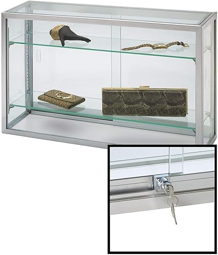 vitrina para encimera, cristal vertical, 18 pulgadas de alto x 8 pulgadas de profundidad x 30 pulgadas de largo (cerradura incluida)