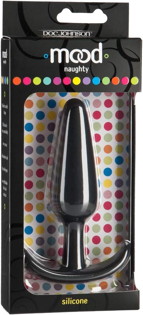 Doc Johnson Mood - Naughty 1 - Silicone Anal Plug - Large - 4.9 in. Long and 1.3 in. Wide - Tapered Base for Comfort Between The Cheeks - Large - Black