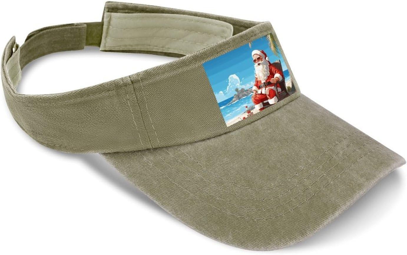 Sport Sun Visor Hats Adjustable Santa Claus at Beach Empty Top Baseball Cap for Women and Men Outdoor Activities
