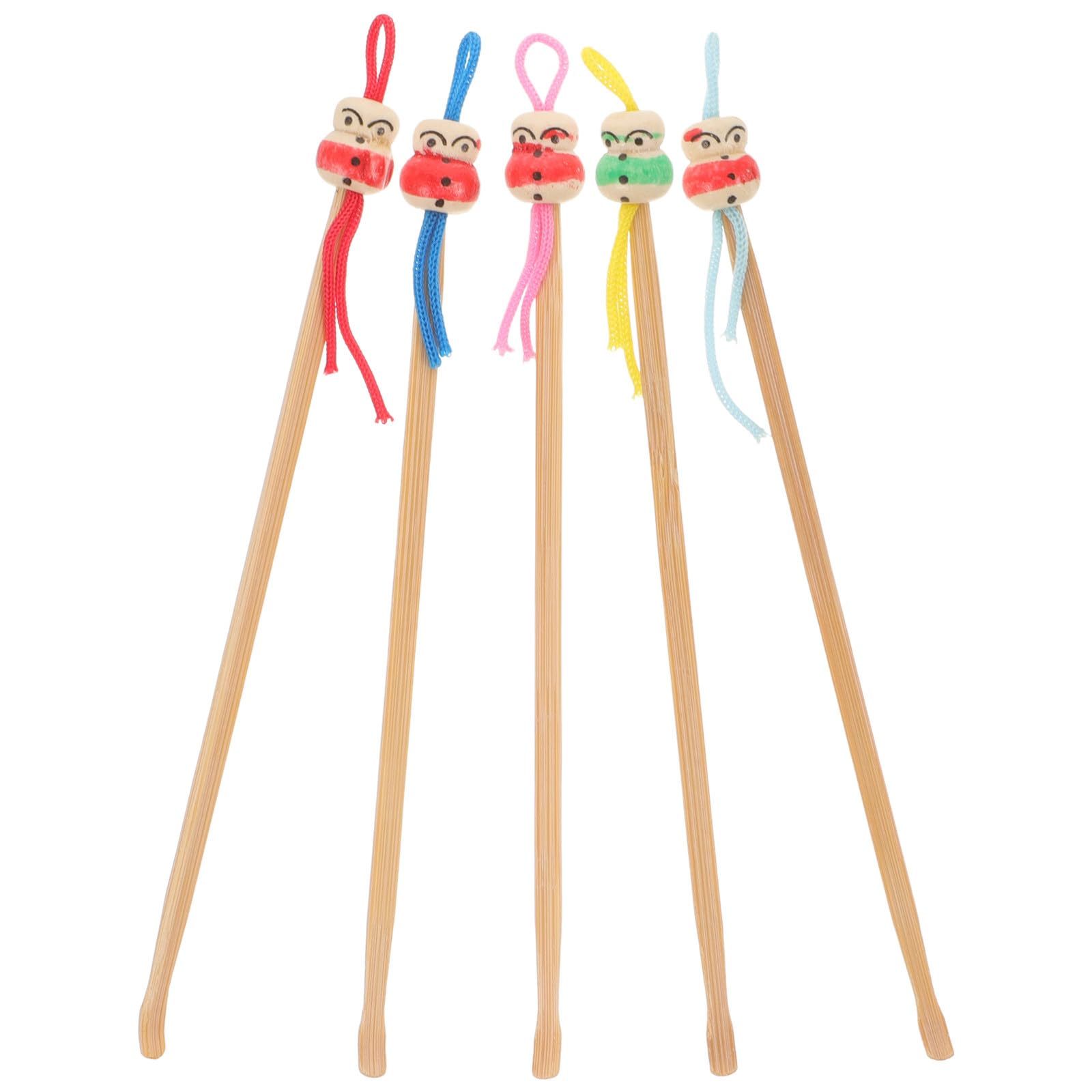 HEMOTON 5pcs Portable Bamboo Earwax Removal Spoons Set, Lightweight Hanging Ear Cleaning Tools for Precise Earwax Extraction and Personal Hygiene
