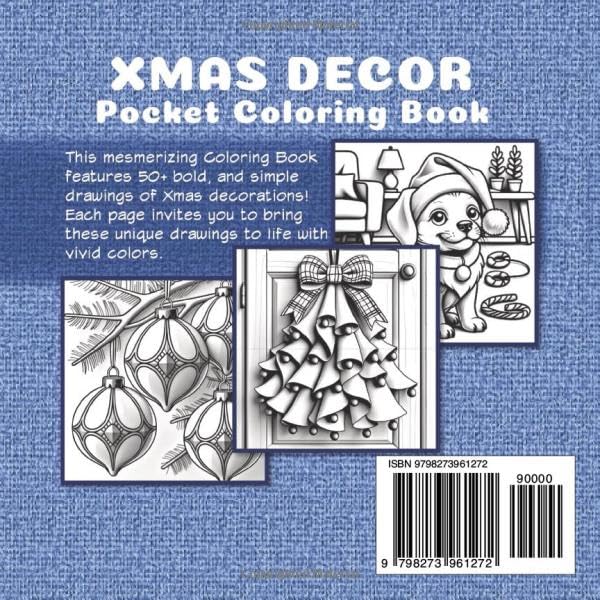 Xmas Decor Pocket Coloring Book: Travel-sized Portable Edition Featuring Mini Bold & Easy Drawings of Christmas Decorations (The Happy Crayon) image 3