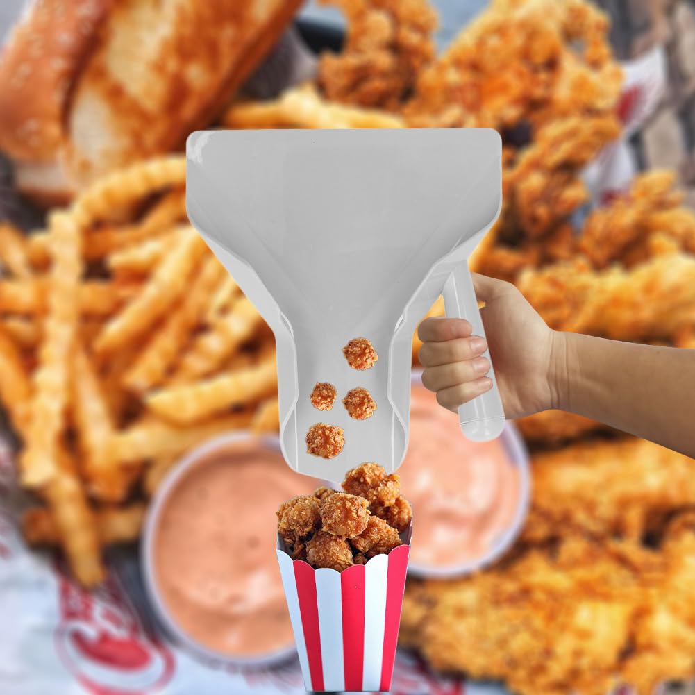 Pala para Patatas Fritas y Palomitas de Plástico 23.5x20.6cm | Cuchara Embudo de Plástico con Mango Derecho Antideslizante para Embalar Bocadillos y Dulces