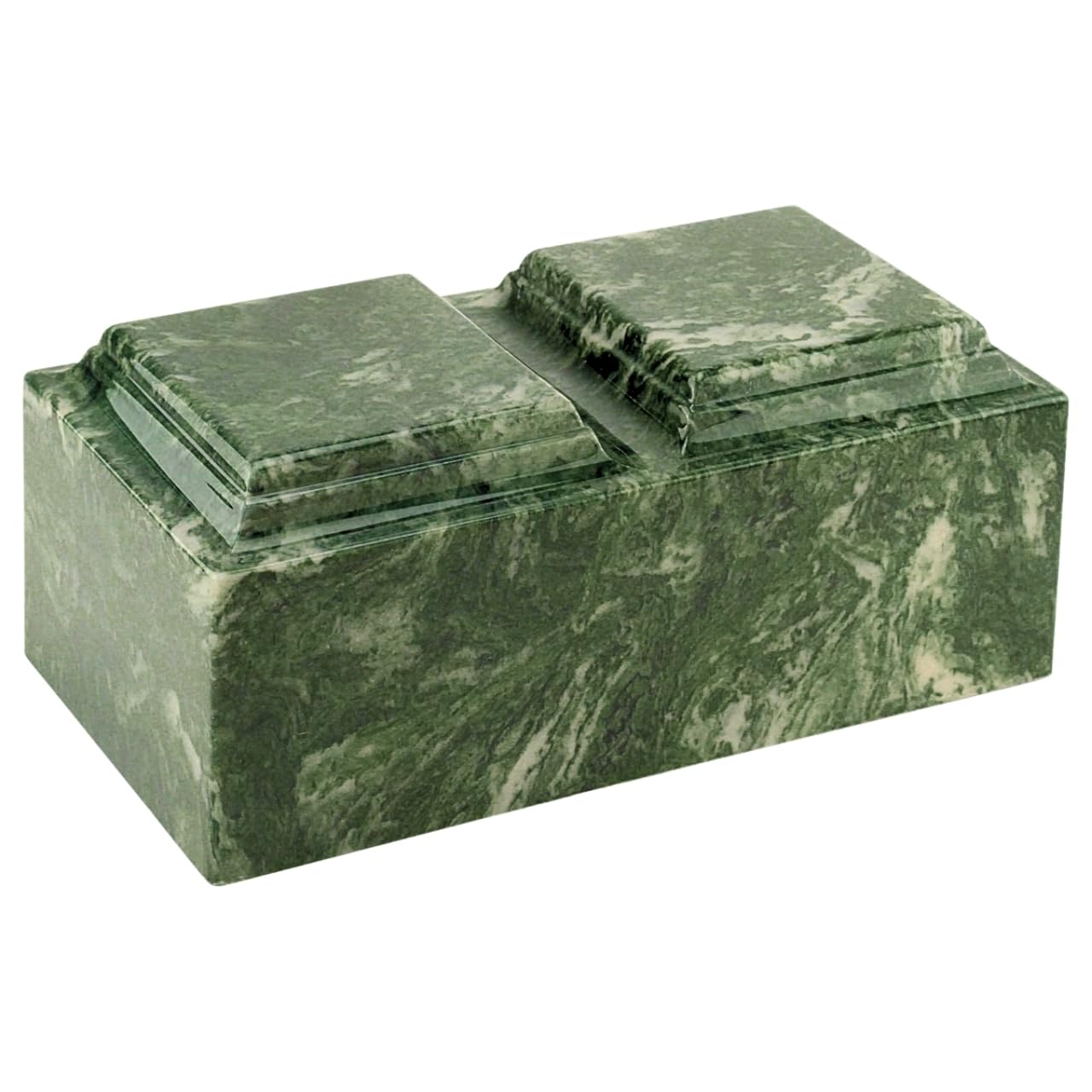 Silverlight Urns Emerald Cultured Marble Cremation Urn for Two - Green, Companion Sized for Human Ashes, Ground Burial, Funeral Home Memorial