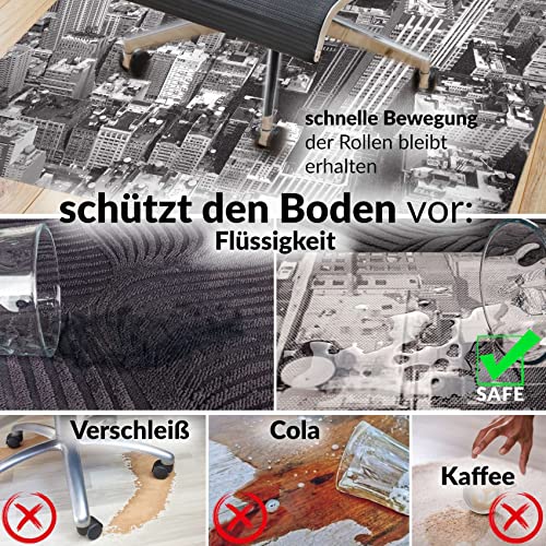ANRO Bodenschutzmatte Bürostuhl große Unterlage Schreibtischstuhl Stuhlmatte Fussbodenschutz rutschfest Kratzfest für Parkett Hartböden New York 160x120cm