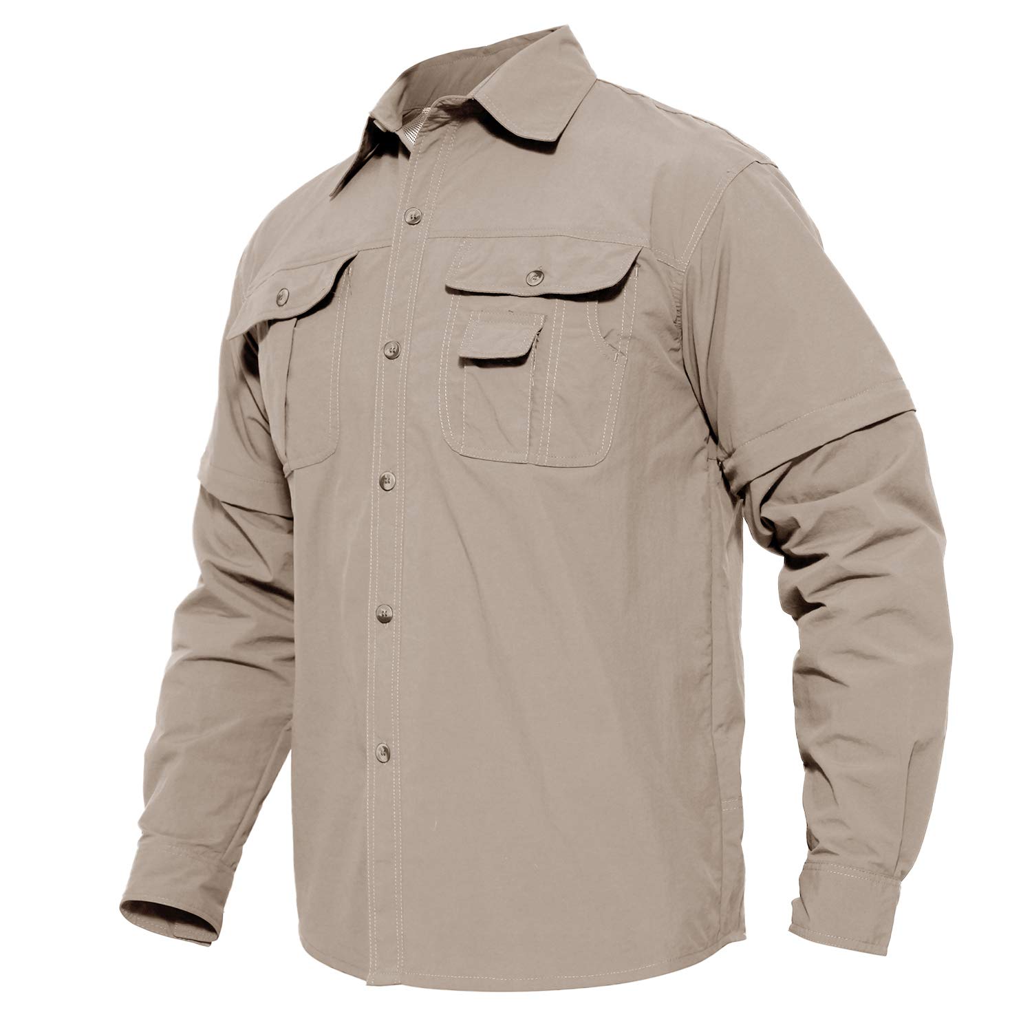 MAGCOMSEN Secado rápido Transpirable umwandel Bar para Hombre Camisa de Manga Larga para Senderismo Trabajo Militar Protección Solar
