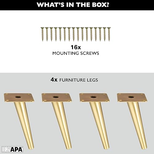 Miniatura 6 de Ilyapa Patas oblicuas cónicas de metal para muebles, juego de 4 patas de repuesto modernas de mediados de siglo para sofás, sillas, mesas
