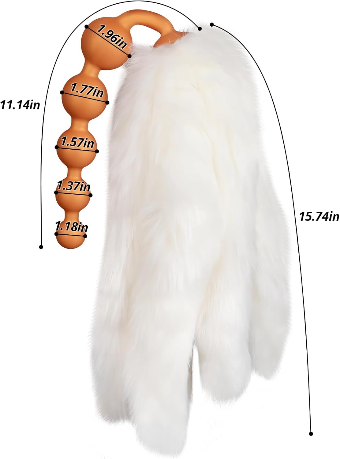 SXOVO Anal Beads with 5 Removable Foxtails Liquid Silicone Butt Plug Sex Toy Anal Stimulator for Men Women Couples Cosplay Erotic SM Sex Games (M)