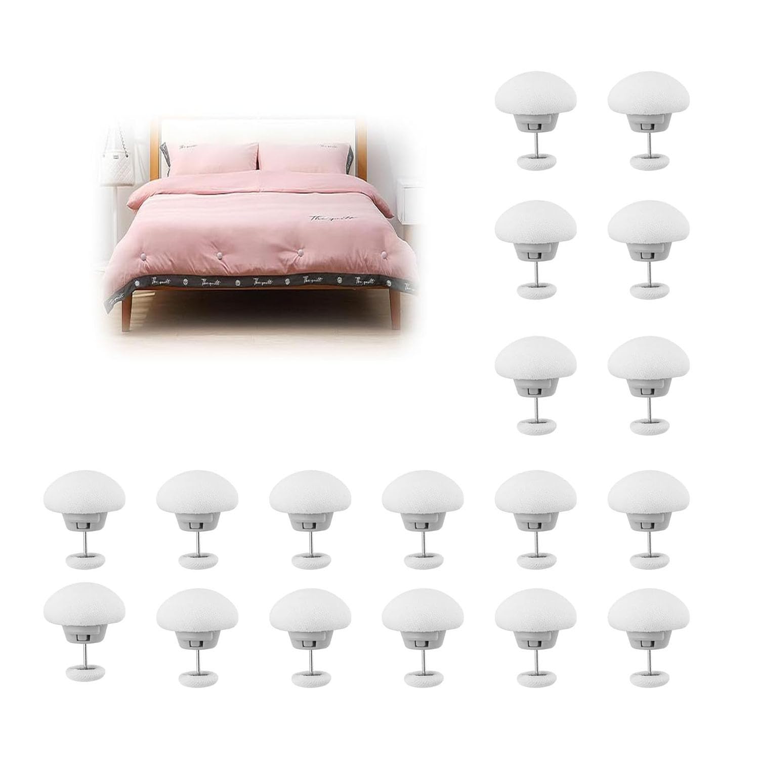 XinYangMao 20 Pcs Non-Slip Duvet Clips, Mushroom Quilt Clips to Keep Duvet in Place, Duvet Cover Snap Fasteners Holder for Blanket Bed Sheet Secure, Bedding Accessories