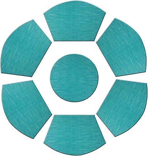 Miniatura 5 de PIGCHCY Juego de 6 manteles individuales en forma de cuña con centro de mesa, redondos, lavables, resistentes al calor, manteles individuales para