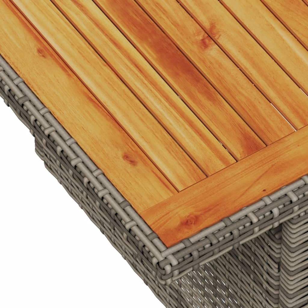vidaXL Mesa de Jardín, Mesita de Comedor, Mesa Auxiliar de Exterior, Mueble para Patio Balcón, Ratán Sintético Madera de Acacia Gris
